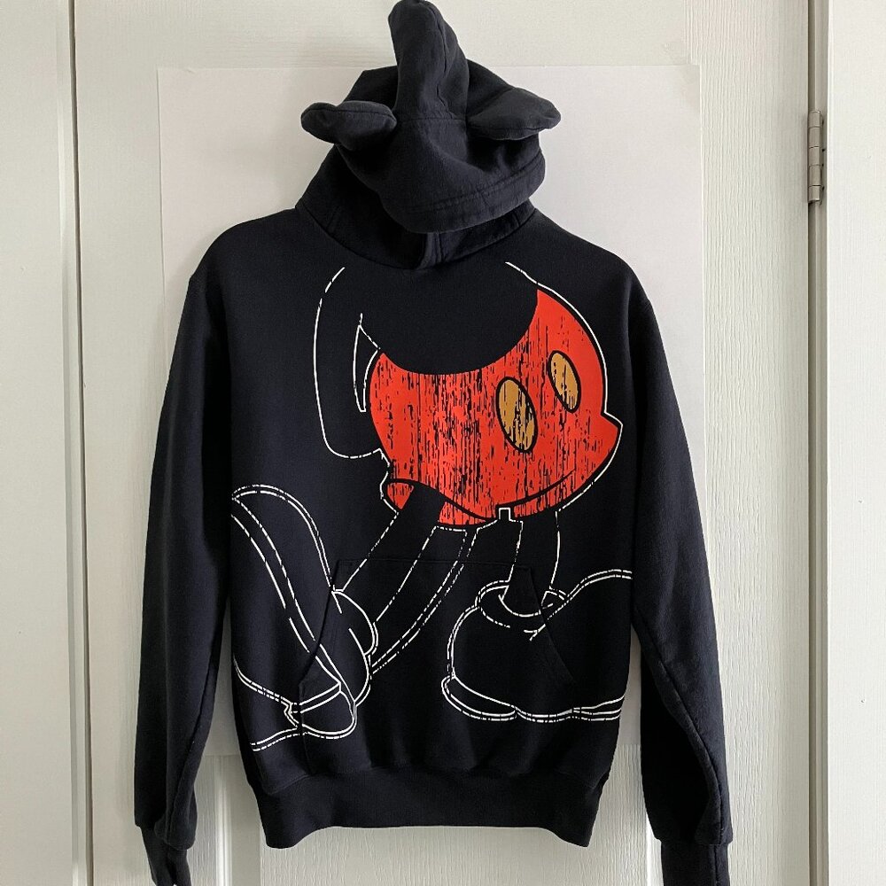 Mickey Mouse Hoodie With Ears Disney Parks Black Size Small Hooded Sweatshirt